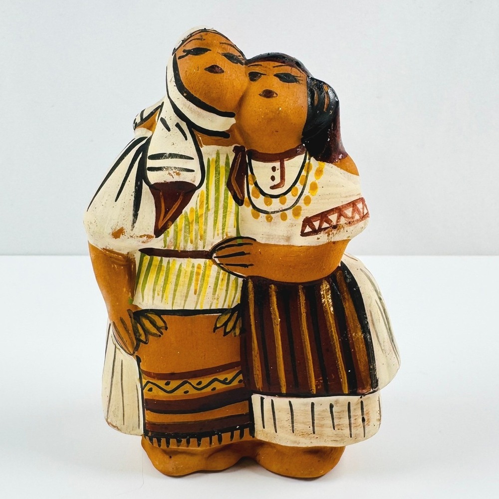 Vintage Handpainted Embracing Singing Ladies Southwestern Terracotta UNIQUE BOHO
